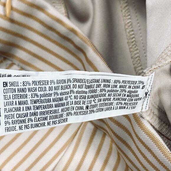 English Factory Capri Pants Sz M Cream Mustard Striped Ruffle Preppy Nautical - Picture 15 of 15